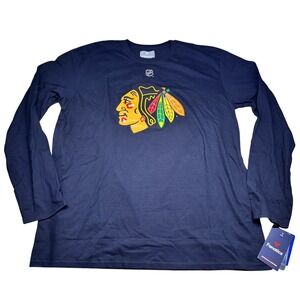 Fanatics Chicago Blackhawks Connor Bedard Men XL Navy Long Sleeve T-Shirt 98 NHL